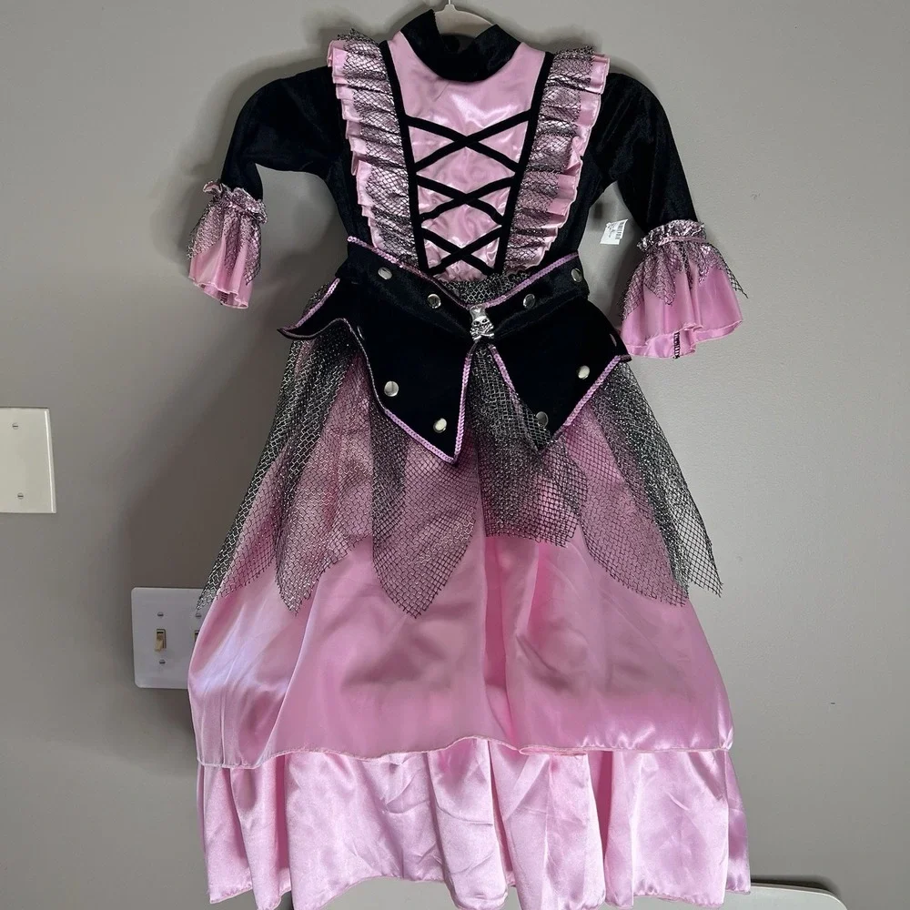 Vintage Rubies Girls Pink Black Princess Witch Costume Dress Up Cloths Hoop - Picture 2 of 13